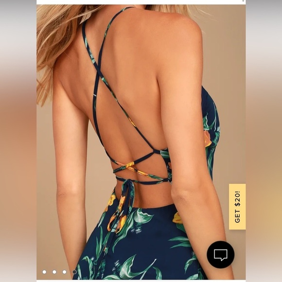 Lulu’s Adventure Seeker Navy Blue and Yellow Floral Print Maxi Dress - Picture 4 of 9